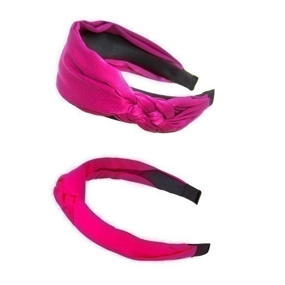 wardani Accessories - Set of 2 headband Wardani fuchsia braided side knot wide+ front knot headband